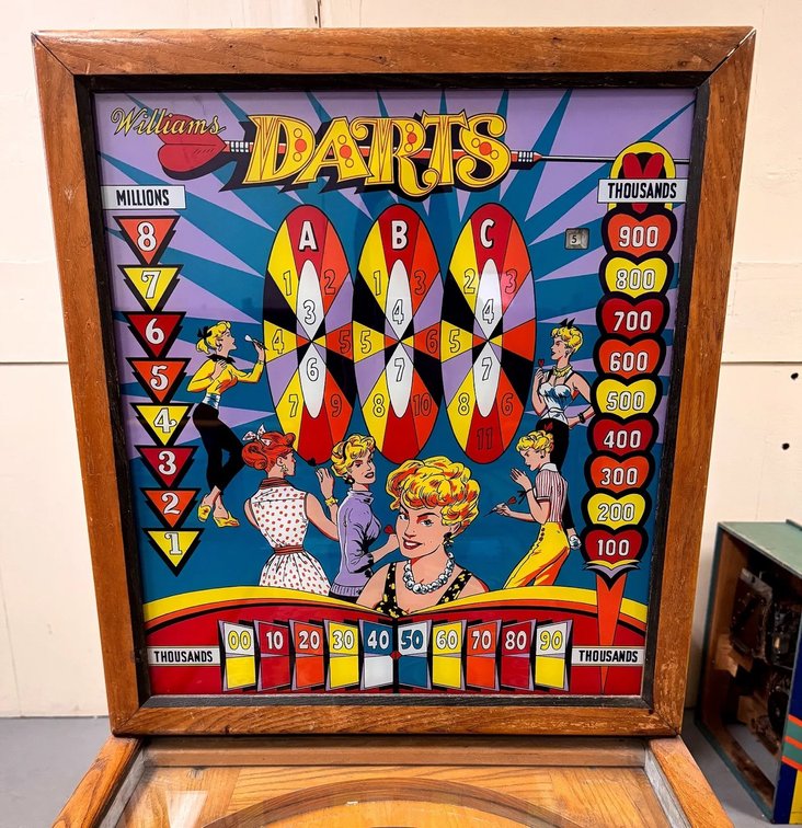 Williams Darts Woodrail Pinball Machine, 1950