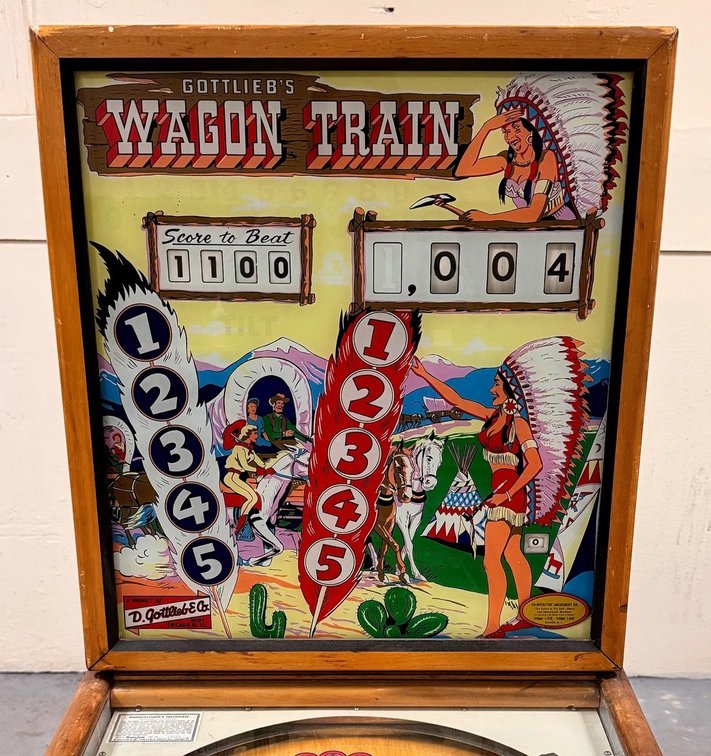 Gottlieb Wagon Train Woodrail Pinball Machine, 1960