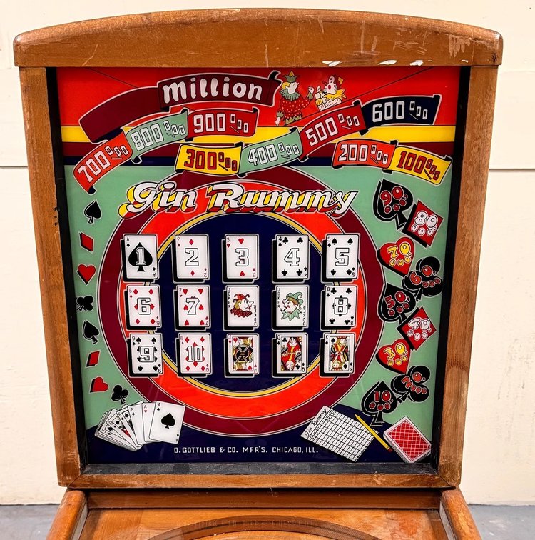 Gottlieb Gin Rummy Woodrail Pinball Machine, 1949
