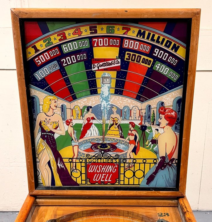 Gottlieb Wishing Well Woodrail Pinball Machine, 1955