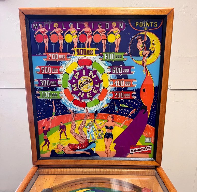 Gottlieb Pin-Wheel Woodrail Pinball Machine, 1953