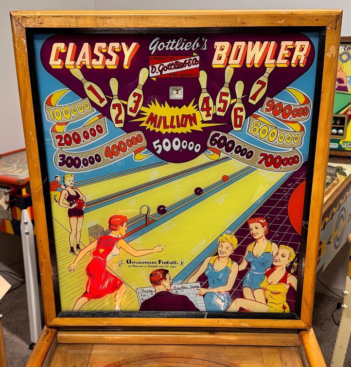 Gottlieb Classy Bowler Woodrail Pinball Machine, 1956