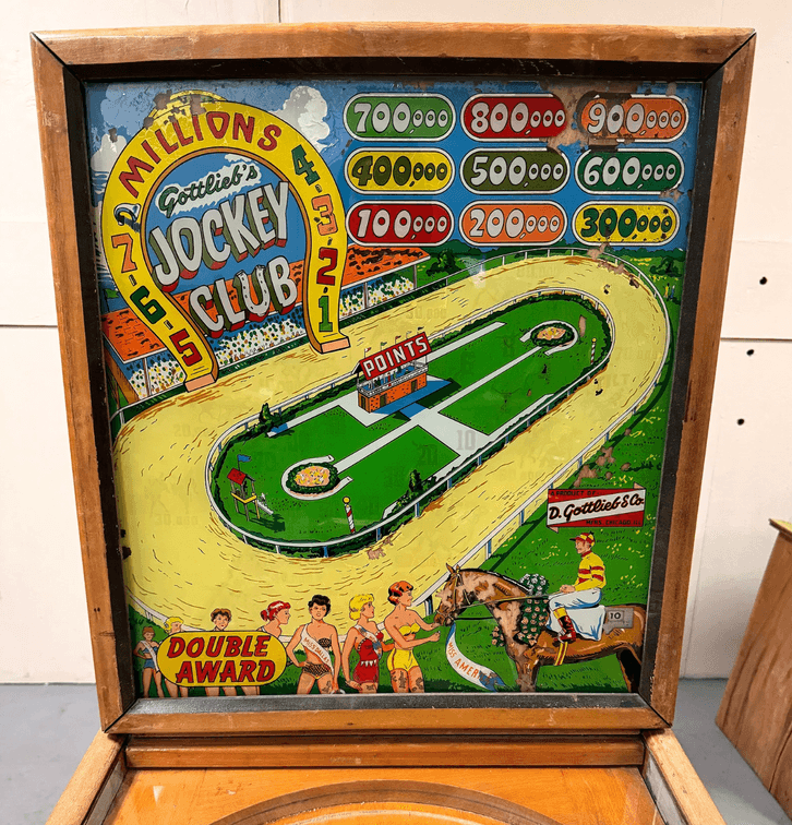 Gottlieb Jockey Club Woodrail Pinball Machine, 1954