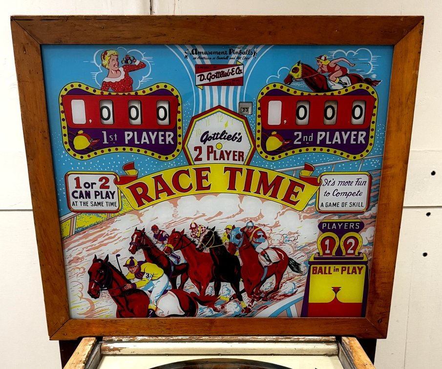 Gottlieb Race Time Woodrail Pinball Machine, 1959