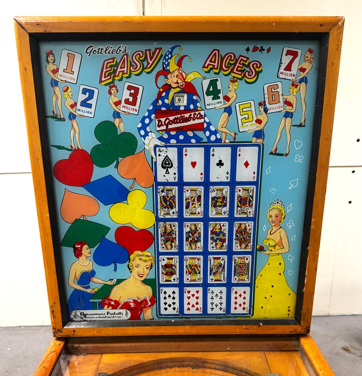 Gottlieb Easy Aces Woodrail Pinball Machine, 1955