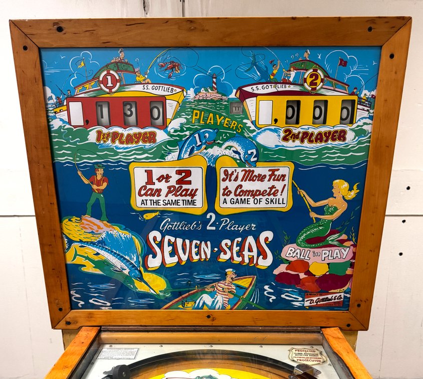 Gottlieb Seven Seas Woodrail Pinball Machine, 1959