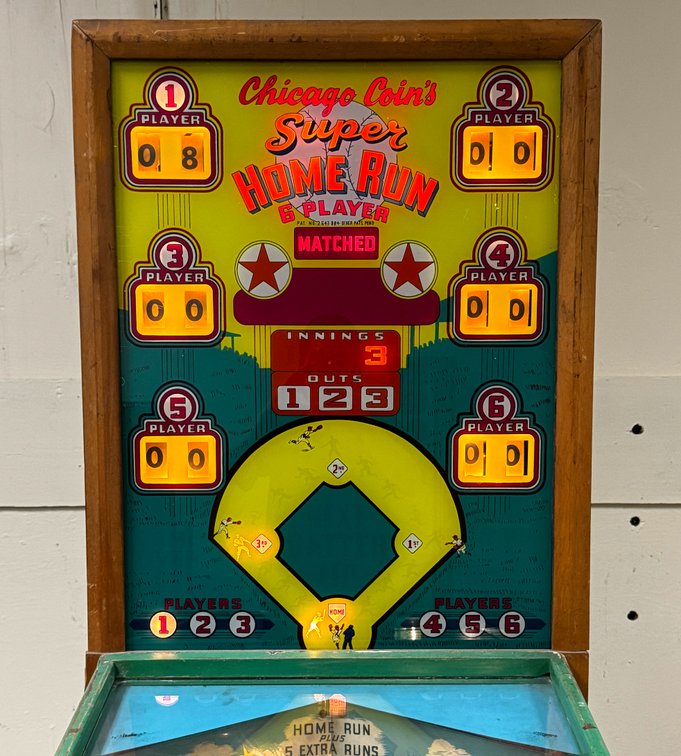 Chicago Coin Super Home Run Basball Pitch and Bat, 1954