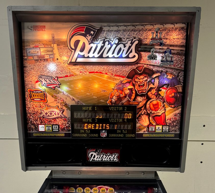 Custom Patriots Football Themed Pinball Machine