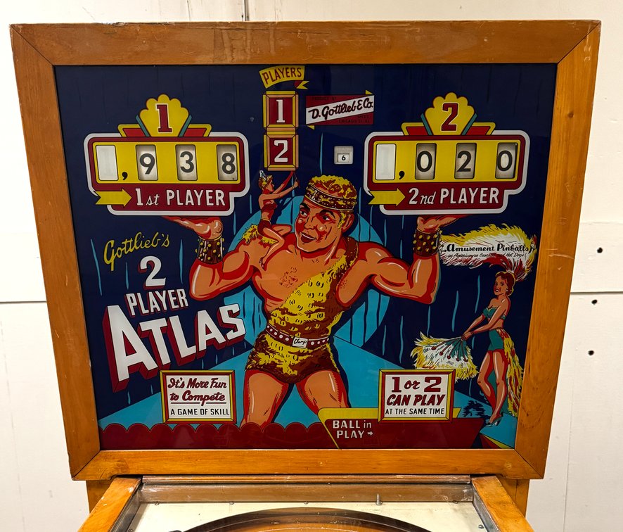 Gottlieb Atlas Woodrail Pinball Machine, 1959