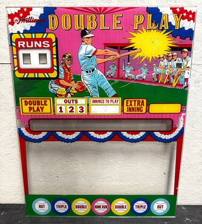 Williams Double Play Pitch and Bat Baseball Pinball Backglass