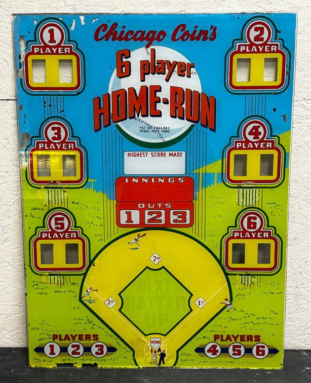 Chicago Coin Home-Run Baseball Backglass