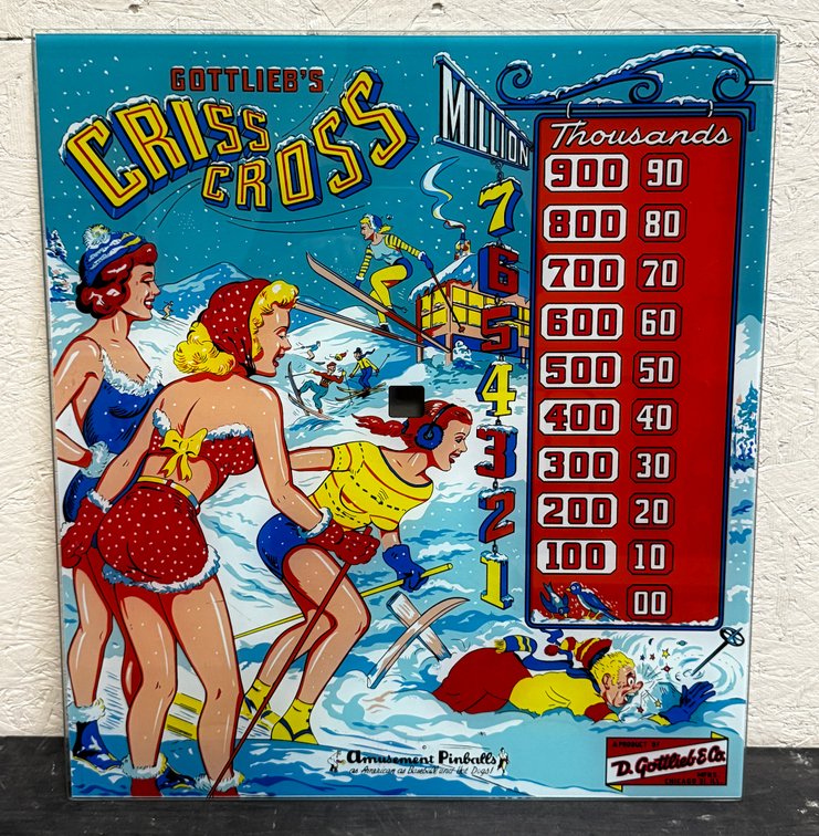 Gottlieb Criss Cross Woodrail Pinball Machine Reproduction Backglass
