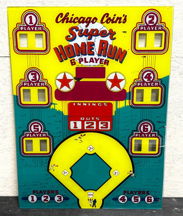 Chicago Coin Super Home Run Basball Pitch and Bat Backglass