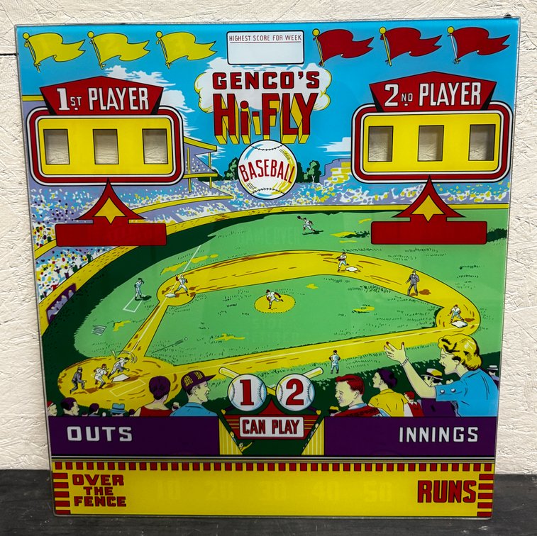 Genco Hi-Fly Pinball Reproduction Backglass