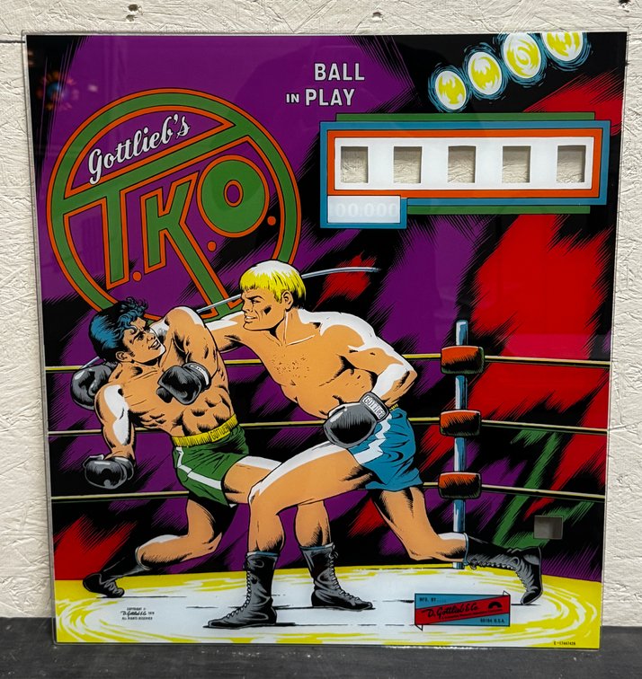 Gottlieb TKO Pinball Reproduction Backglass