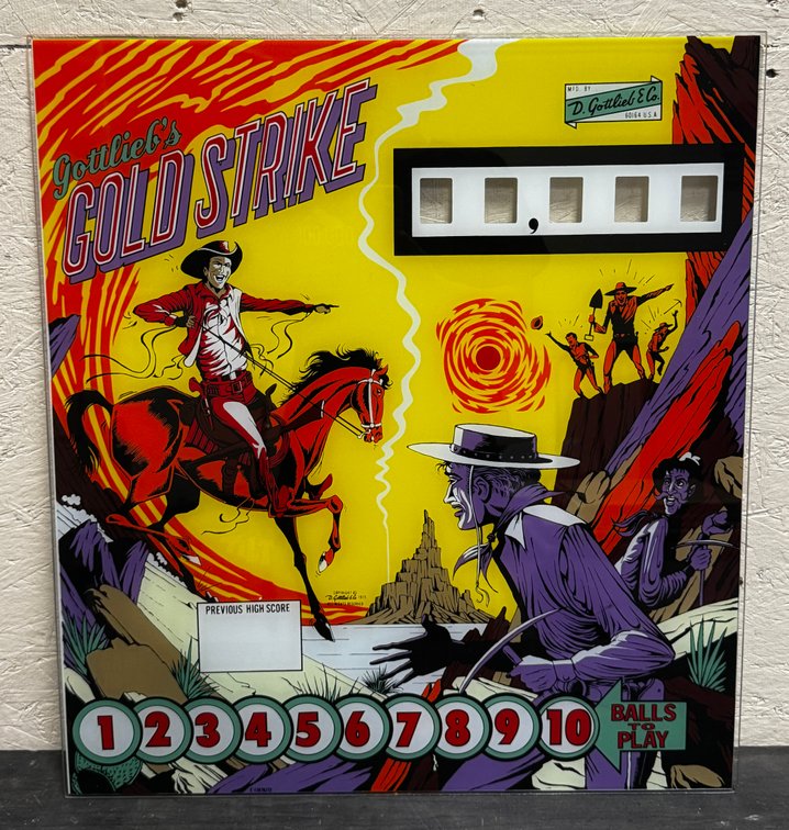 Gottlieb Gold Strike Pinball Reproduction Backglass