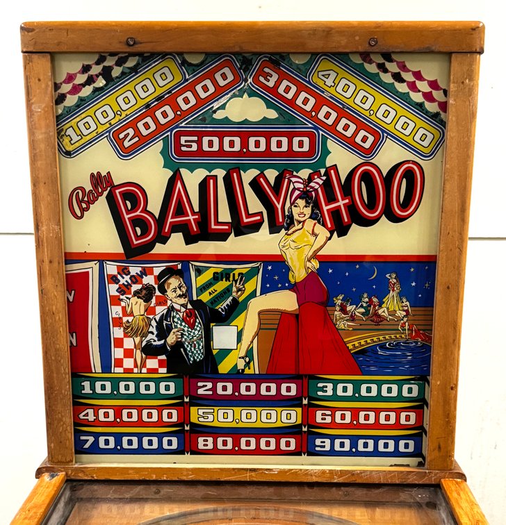 Bally Ballyhoo Woodrail Pinball Machine, 1947