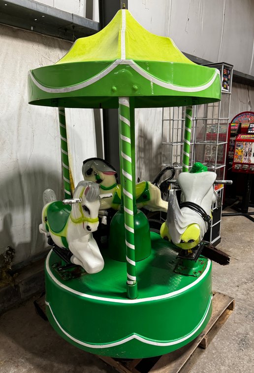 Green Horse Carousel Kiddie Ride