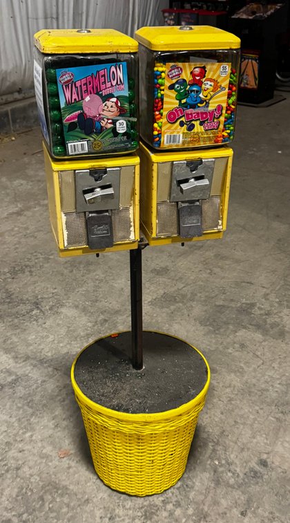 Yellow Glass Globe Gumballs on Stand