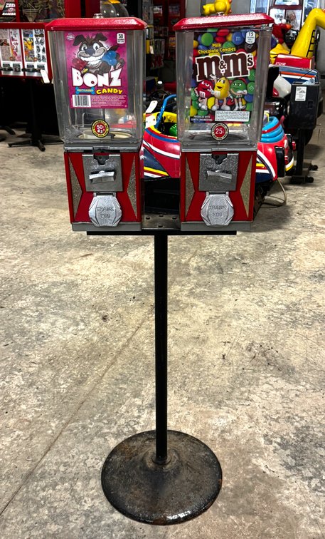 Coin Op Gumball Vendors on Stand