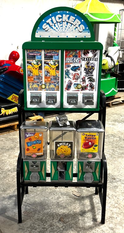 Two Tiered Sticker / Tattoo Vendor with Gumballs