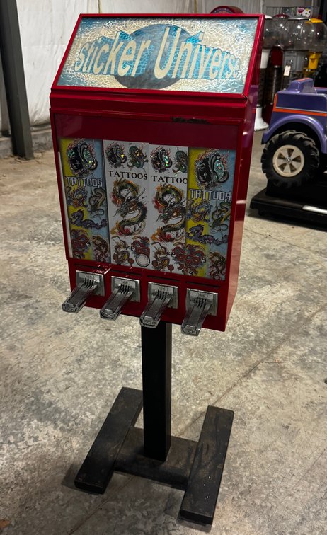 Sticker / Tattoo Coin Op Vendor on Stand
