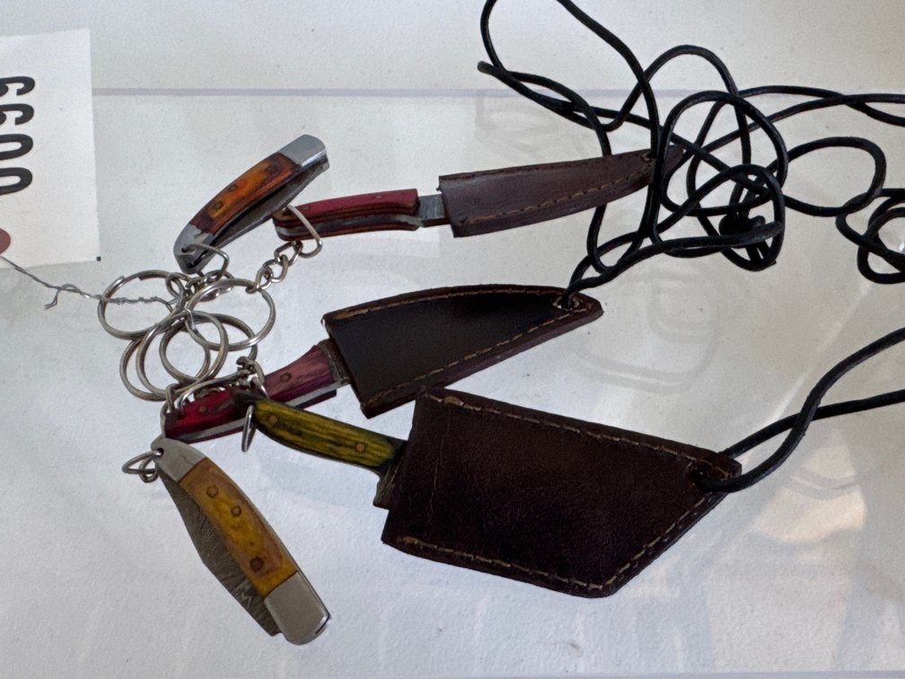 Lot of (5) Keychain Pocket Knives w/ Sheaths