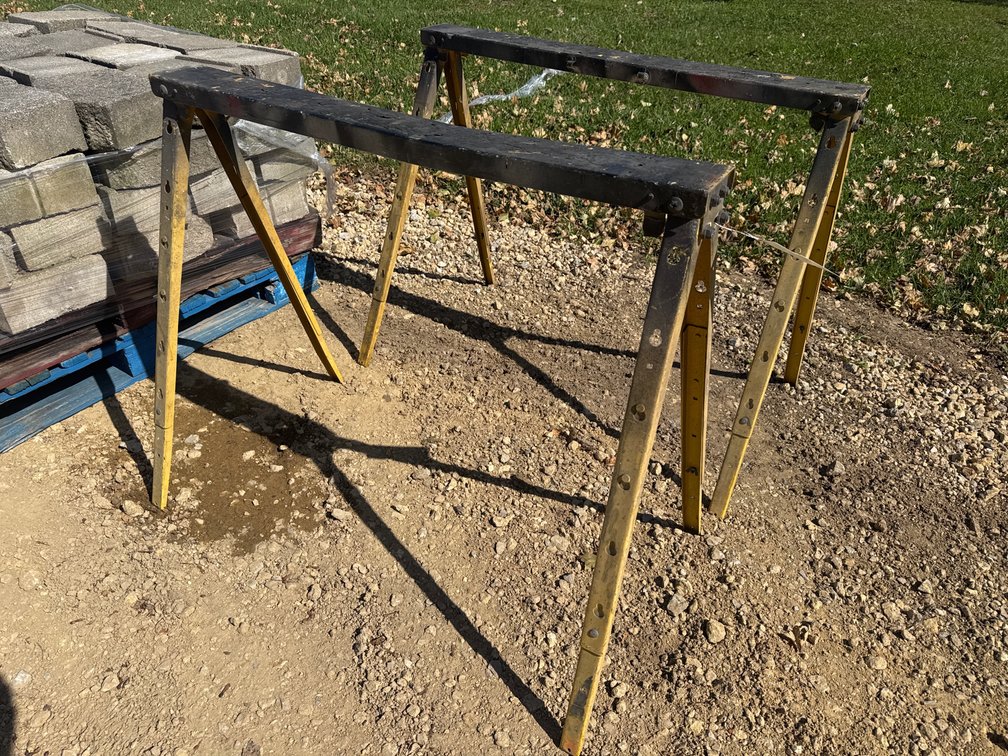 Set of (2) Heavy-Duty Folding Steel Sawhorses