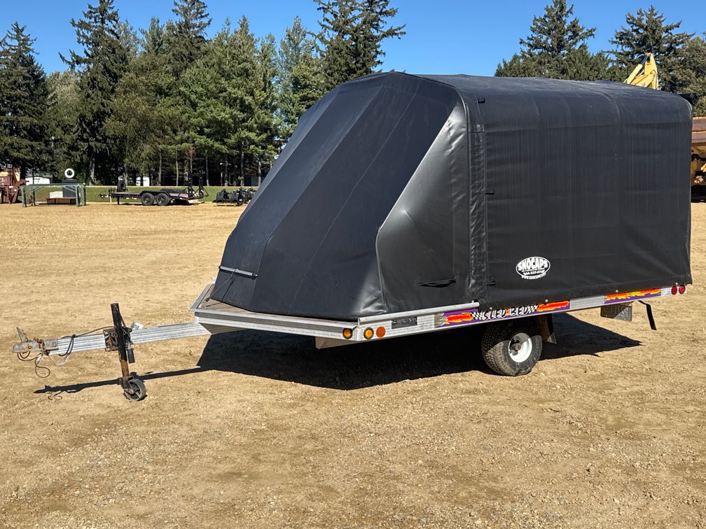 1998 Newmans Aluminum Two-Place Snowmobile Trailer with 2025 SnowCaps Cover