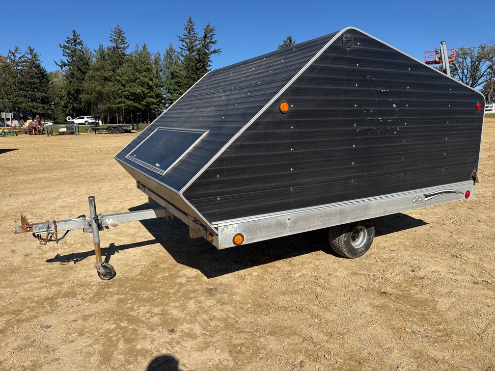 2005 R&R Aluminum Tilt Snowmobile Trailer with Hard Shell Enclosure
