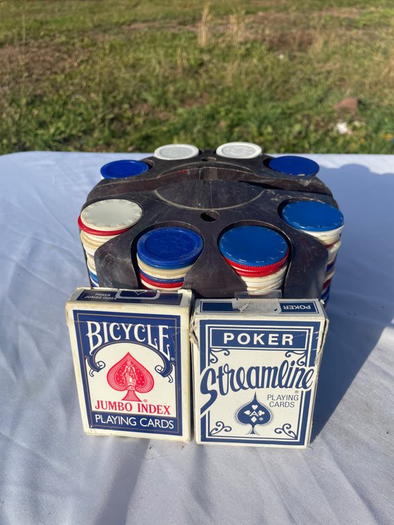 Bicycle Jumbo Index Playing Cards w/ Poker Chip Set