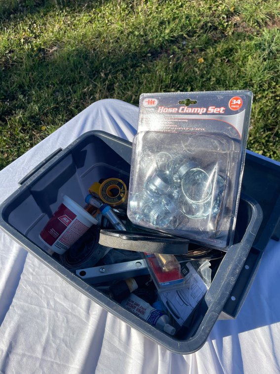 Plumbing Supplies, Hardware & Hose Clamp Set - Storage Bin Lot