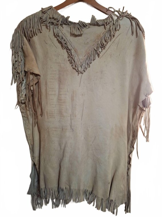 Fringed Leather Garment with Beaded and Hair Accents, Unknown Size
