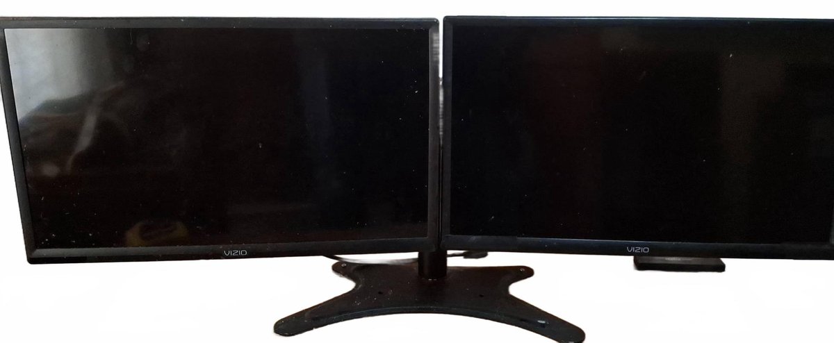 Vizio Dual 24" MonitorsWith Adjustable Stand and table 42"×24"×25"