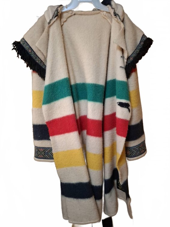 Wool Striped Hooded Robe With Unknown Size