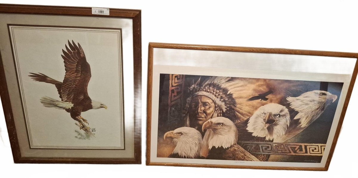 Framed Art Prints: Hugh Hirtle Eagle and Lakota Twilight 37"×25" biggest picture