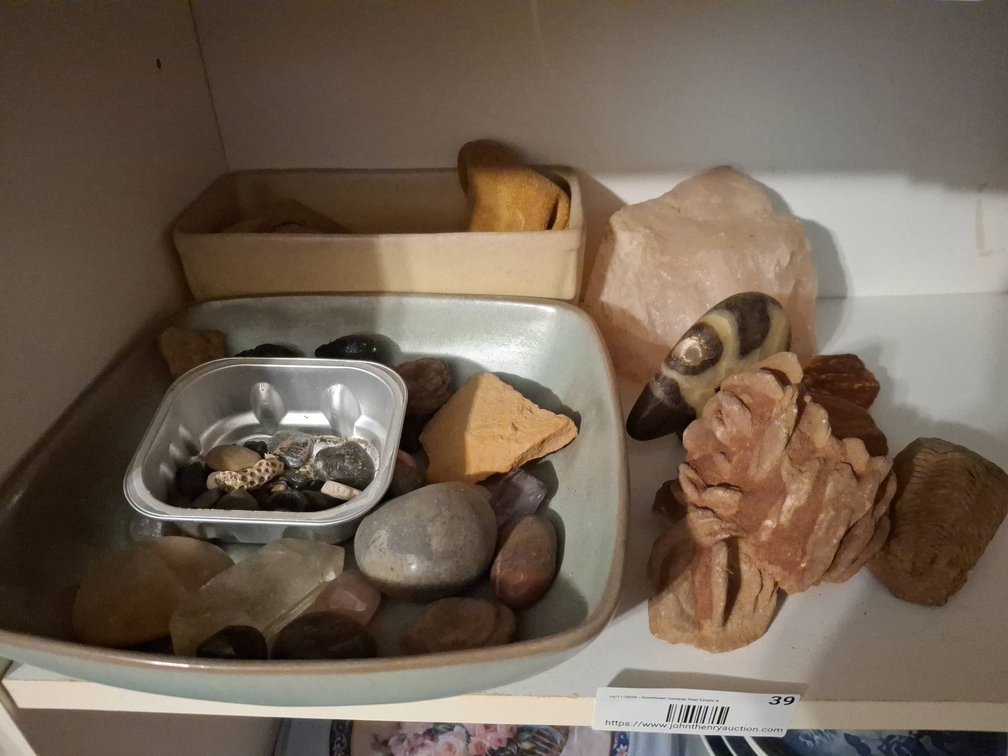 Rock, Fossil, Oklahoma Rose Rock and Mineral Collection with Frankoma Dish