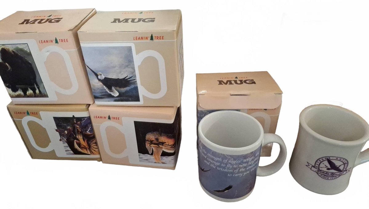 6 Leanin' Tree and Eagle Themed Mugs