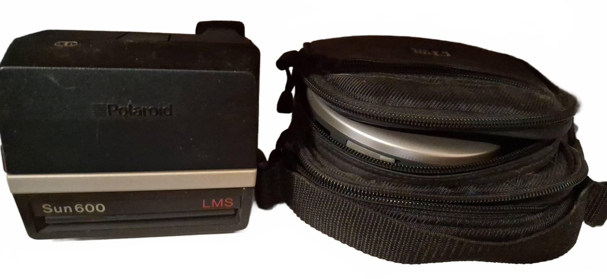 Polaroid Sun 600 LMS Camera and Panasonic CD Player