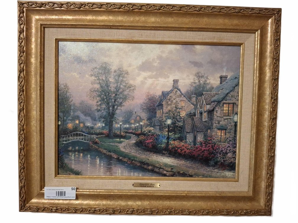 Thomas Kinkade Lamplight Lane Framed Print 22"×18"