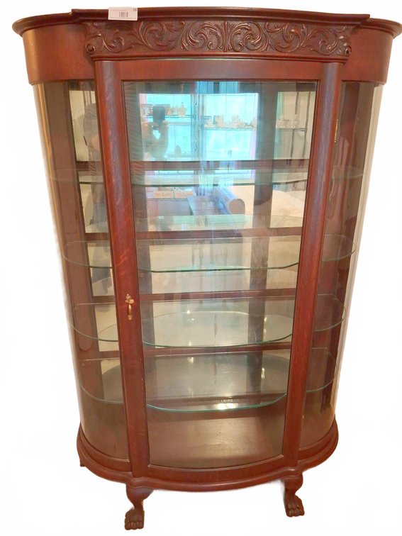 Oak Bow Front China Cabinet 44"×17"×67"