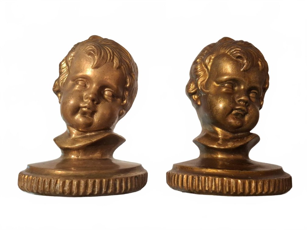 Brass Cherub Head Bookends