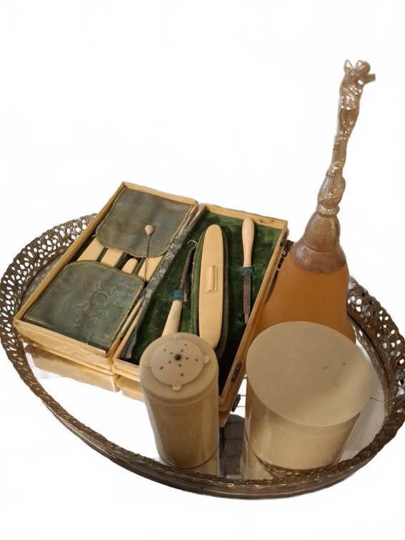 Ladies’ Melamine Vanity Set With Avon Perfume Bottle