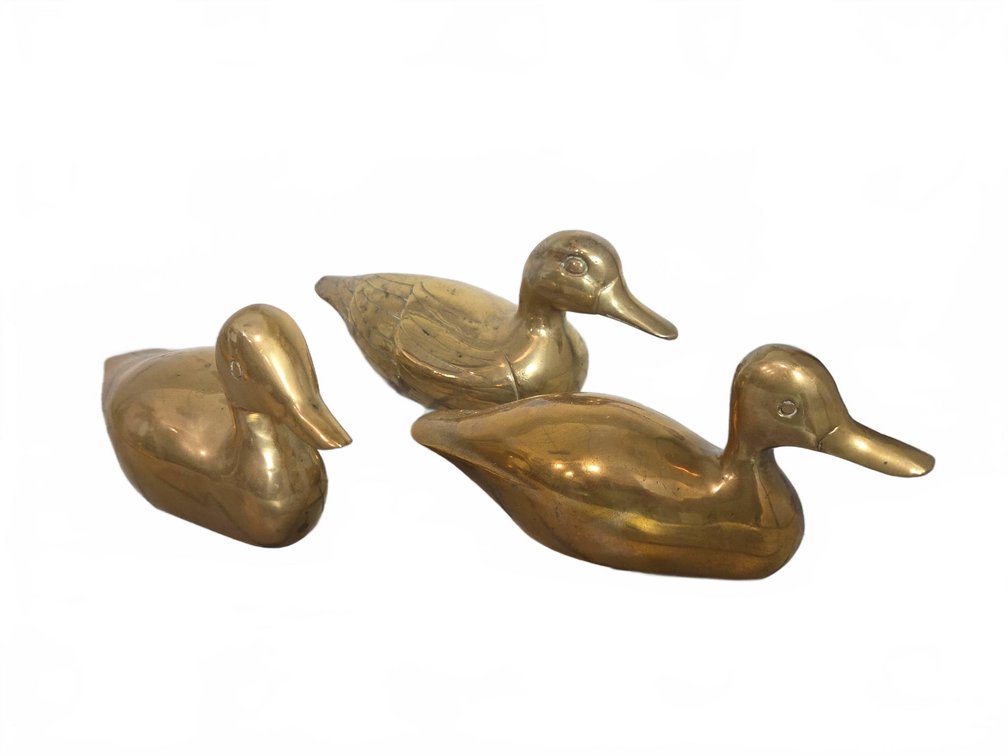3 Solid Brass Duck Figurines
