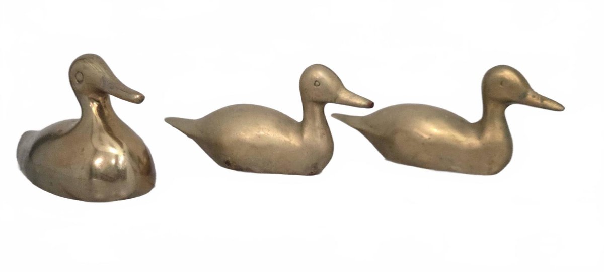3 Brass Duck Figurines