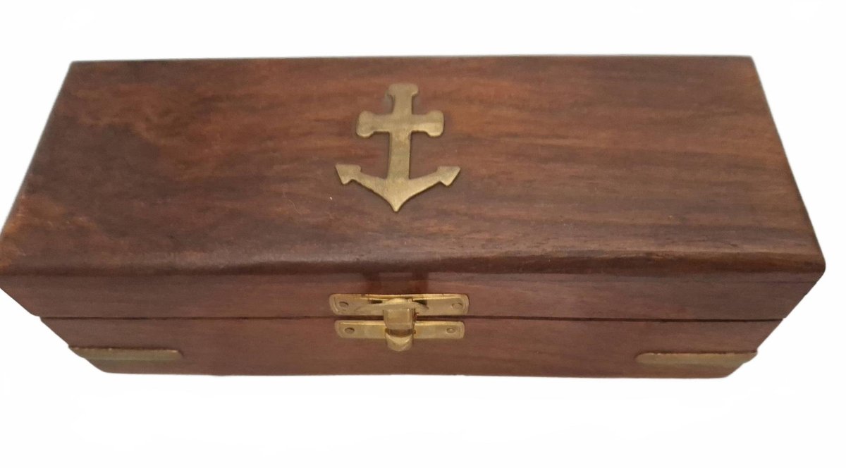 Brass Handheld Telescope with Wooden Box