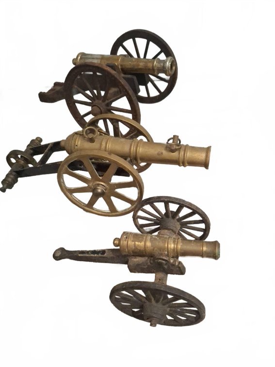 Three Brass Cannon Miniatures
