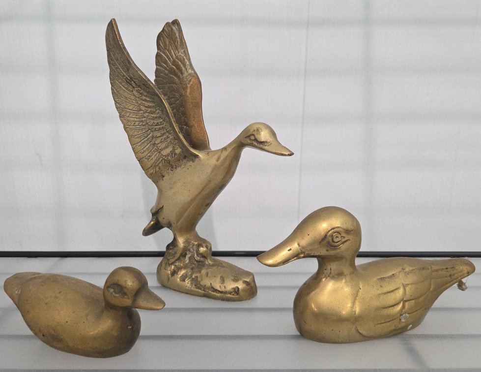 3 Brass Duck Figurines