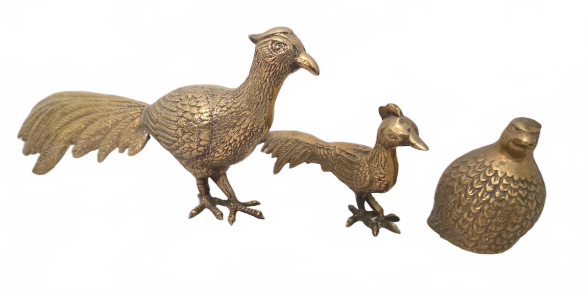 3 Brass Bird Figurines