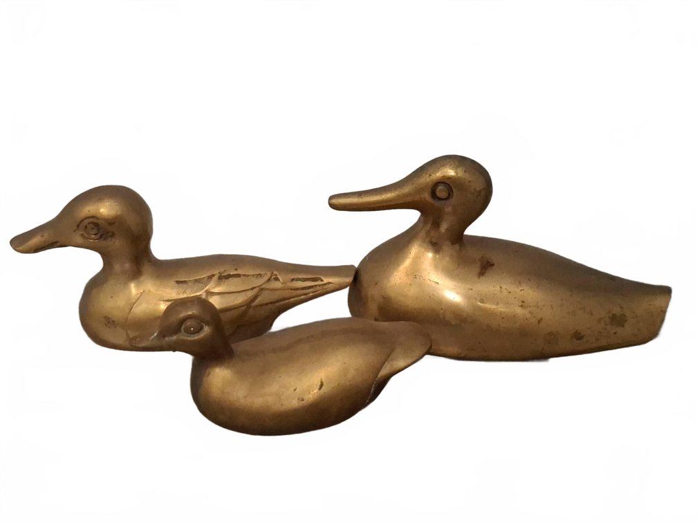 Three Solid Brass Duck Figurines